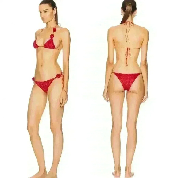 NWT Oseree Red Rose Lumière Triangle Bikini SET - Picture 7 of 15